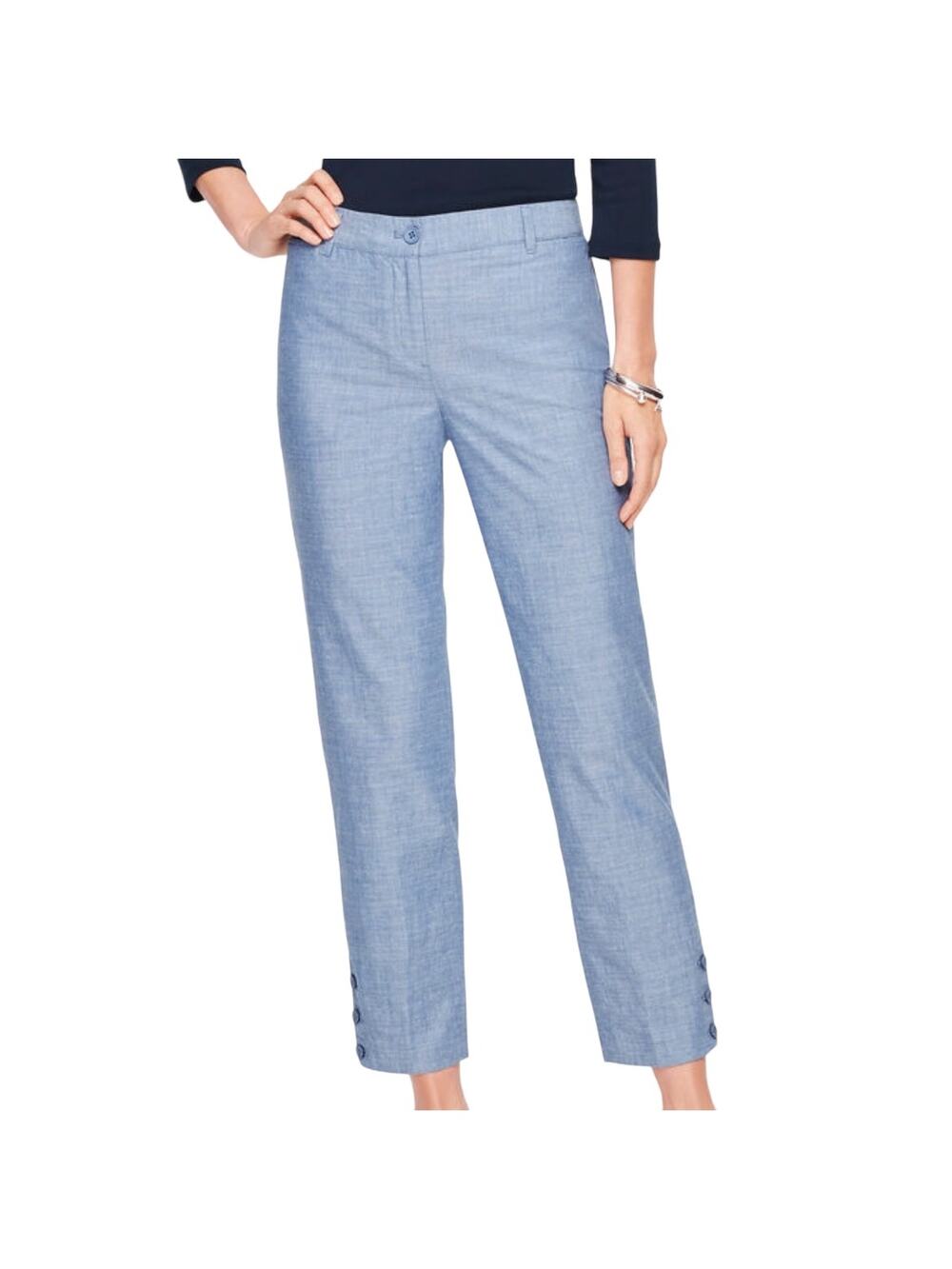 NWT Talbots Women’s Perfect Crop Pants - Chambray Blue Lightweight Size 10P